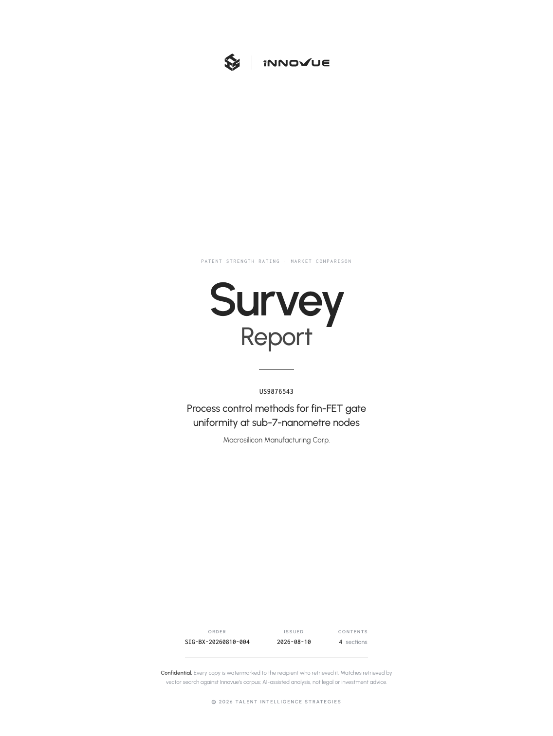 Sample Survey report, cover sheet